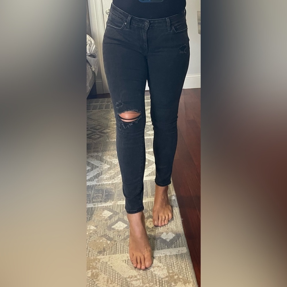 Levi's 711 Skinny Jeans Black Distressed Jeans Size 28